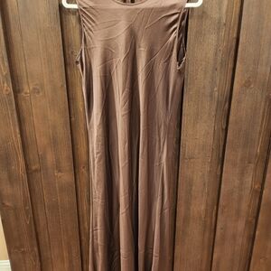 Quince Chocolate Brown Silk Slip Dress